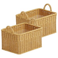 하우스레시피 PP라탄 Ver 2 베이직 손잡이 바스켓, 베이지, 2개