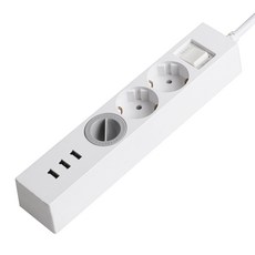 SWEET HOME 韓國製 附3個USB埠 過載保護 3孔延長線 + 安全蓋1入組, 1.5m, 1套