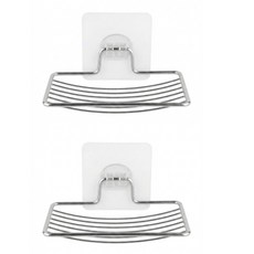 온트리 무타공 스텐 비누받침대, 2개, 실버