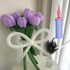 PartyIsland 鬱金香花束DIY + 手動打氣筒套組, 1套, 紫色