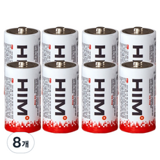 힘 알카라인 C형 건전지 LR14, 2개입, 8개