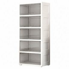 AOTTO 創意傢俱 無印簡約65面寬透明可視翻蓋五層收納櫃 抗壓耐用不變形 承重力強 底部滑輪, 透黑色, 1個