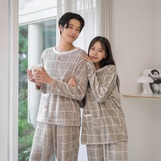 AnotherD 現代格紋男女情侶睡眠睡衣套裝