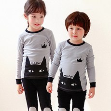 Maykids 童款黑貓圖案30支棉長袖居家服套裝