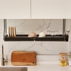 High-line Solution 鋁製上層櫥櫃安裝式碗盤瀝水架 900, 黑色, 1層, 1個