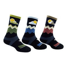 woawoa【日出百岳插圖款】極致速乾羊毛登山襪-3入組, 1入, Multi-color