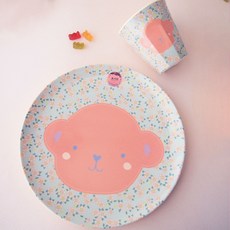 rice 餐具組, Monkey款, 餐盤(20cm)+杯子(S號)