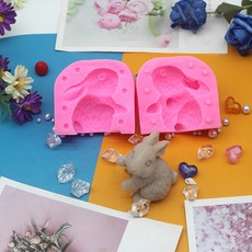 可愛兔子造型多用途手工蠟燭製作矽膠模具 設計1號, 粉紅色