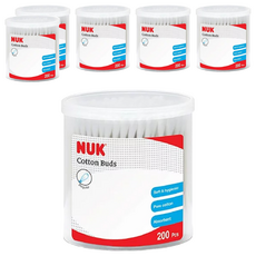 NUK 嬰兒用棉花棒 200支, 純棉細緻 小巧纖細, 6盒