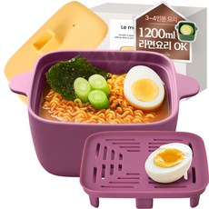 Le made 一餐完成 矽膠微波爐多功能方形蒸煮盒 1.2L 套組, 本體 + 蒸架 + 蓋子, 1套, 地瓜