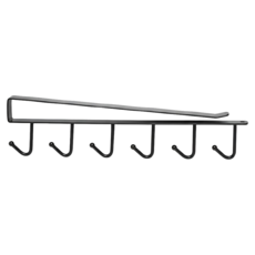 minono 米諾諾 櫥櫃隔板六聯鉤 27 x 1.3 x 7cm, 黑色, 1個