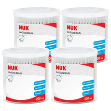 NUK 嬰兒用棉花棒 200支, 純棉細緻 小巧纖細, 4盒