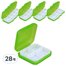 Global Pick 方形4格迷你藥盒 綠色 6 x 6 x 2 cm, 28個