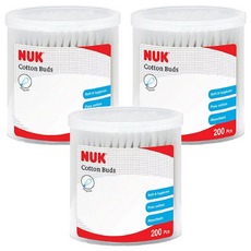 NUK 嬰兒用棉花棒 200支, 純棉細緻 小巧纖細, 3盒