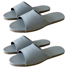 TAIWAN SLIPPER 台灣犀利趴 純色皮質室內拖鞋 台灣製造 防塵防污 軟質發泡鞋底, L, 冰河藍, 2雙