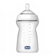 Chicco 天然母感2倍防脹PP奶瓶, 330ml, 快速流量奶嘴, Clear, 1個