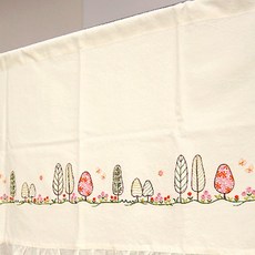 WOOREEDECO 棕櫚樹刺繡蕾絲門簾, 白色的