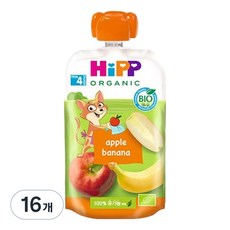 HiPP 喜寶 有機水果副食品 蘋果香蕉, 混合口味(蘋果/香蕉), 100g, 16個