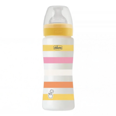 Chicco 舒適哺乳矽膠PP特大奶瓶, 黃色, 330ml, 1個