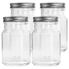 Ball 玻璃梅森罐 窄口鑽石罐 4入 美國製造, 473ml, 1組