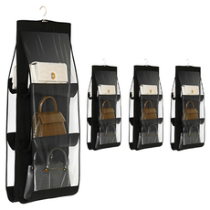 hillo 多用途6層收納袋收納架衣架, 黑色, 2組