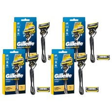 Gillette 吉列 Pro Shield黃色手動刮鬍刀手把+刮鬍刀片 2入組, 4套