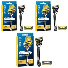 Gillette 吉列 2024 Pro Shield黃色手動刮鬍刀+刮鬍刀片 2入組, 3套