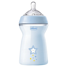 Chicco 天然母感2倍防脹PP奶瓶三孔 (快速流量) 330ml, 藍色, 1個