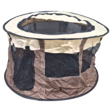 毛小孩星球 圓形摺疊寵物圍欄帳篷, 棕色, 1個
