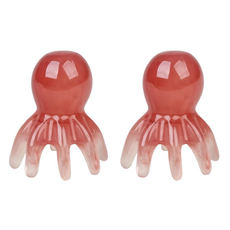 ADUNE 章魚頭皮刮痧頭部指壓按摩器, 2個, 紅色