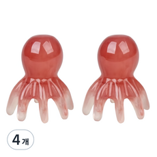 ADUNE 章魚頭皮刮痧頭部指壓按摩器, 4個, 紅色