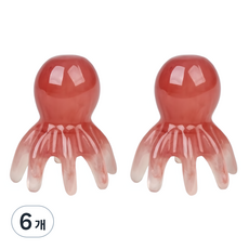 ADUNE 章魚頭皮刮痧頭部指壓按摩器, 6個, 紅色