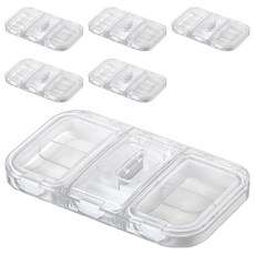 無印風便攜五格可切藥盒 透明健康PC材質 防潮, 6個