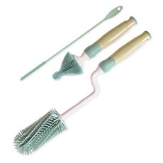 hibee 矽膠旋轉式奶瓶刷+吸管刷組, 1組, 薄荷綠