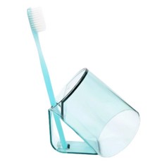 쏠트홍 거꾸로 물빠짐 양치컵 칫솔 거치대, 그린투명, 1개