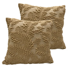 J&N 千葉緹花彈性抱枕 2入組 100% 聚酯纖維, 咖啡色