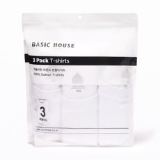 베이직하우스 남녀공용 통기성 순면라운드 30수 반팔티 오리지널팩 3p HATS0101