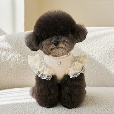 퍼피드림 반려동물 봉봉 프릴 레이스 나시 티셔츠 10028, 아이보리, 1개