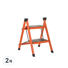 코끼리리빙 소형 접이식 미니 사다리 2단 오렌지, 2개