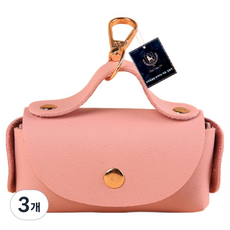 딩동펫 반려동물 프리미엄 휴대용 가죽 풉백 파우치, 핑크, 3개, 1개입