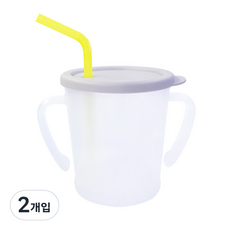 AGAFURA 幼兒用 New Magic 吸管杯, 灰色, 300ml, 2個