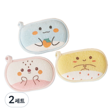 부드러운 극세사 스펀지 목욕 타올 3종 세트, 블루, 핑크, 옐로우, 2세트