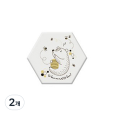 미끄럼 방지 규조토 컵받침, 6허니베어, 2개