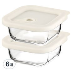 발룬피니 내열강화유리 오븐렌지 밥용기 정사각, 6개, 320ml