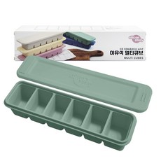 실리콘스토리 국내 제조 유아용 이중 밀폐 플레티넘 실리콘 이유식 보관 큐브 용기 6구, 180ml, 파스텔 그린, 1개