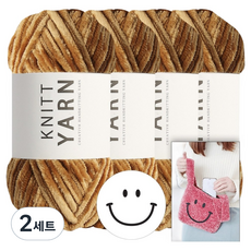 니뜨 허니 벨벳 뜨개실 100g 4볼+스마일 재단펠트지+스마일 봉다리백 도안, 2세트, 4 카라멜