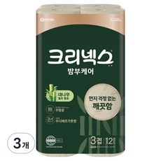 크리넥스 3겹 밤부케어 화장지, 25m, 12개입, 3개