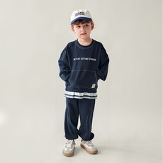 월튼키즈 아동용 레터링 포켓 레이어드 상하복 세트