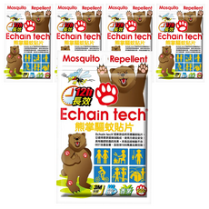 ECHain TeCH 熊掌 長效驅蚊防蚊貼片 60片 天然香茅精油 不含DEET, 40g, 5包