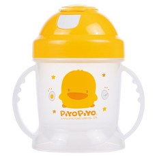 PiYOPiYO 黃色小鴨 彈跳吸管PP練習杯, 250ml, 1個, 黃色